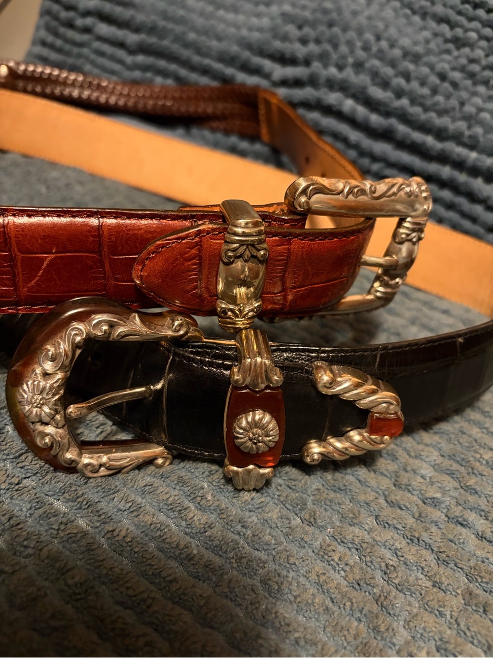 Set of 2 unique Vintage Brighton Belts leather medium brown black